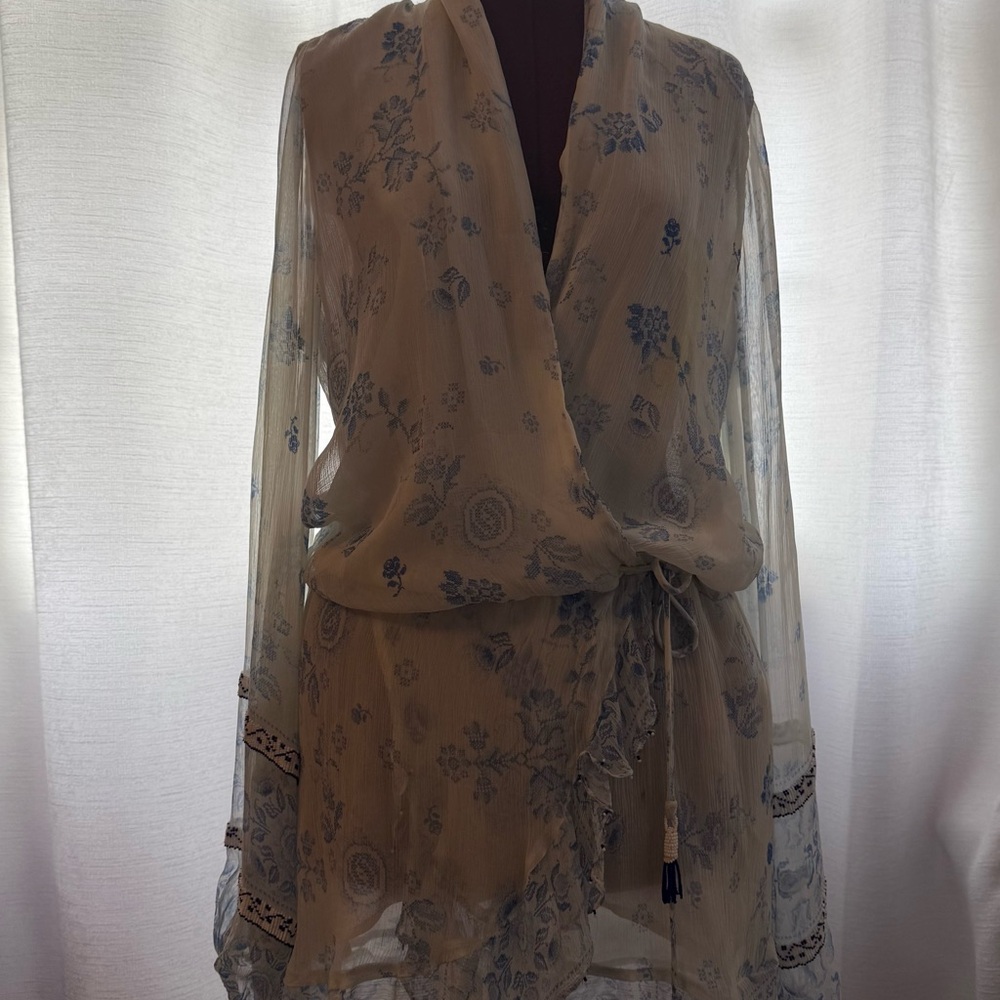 Rococo Sand Cream and Blue High Low Dress
